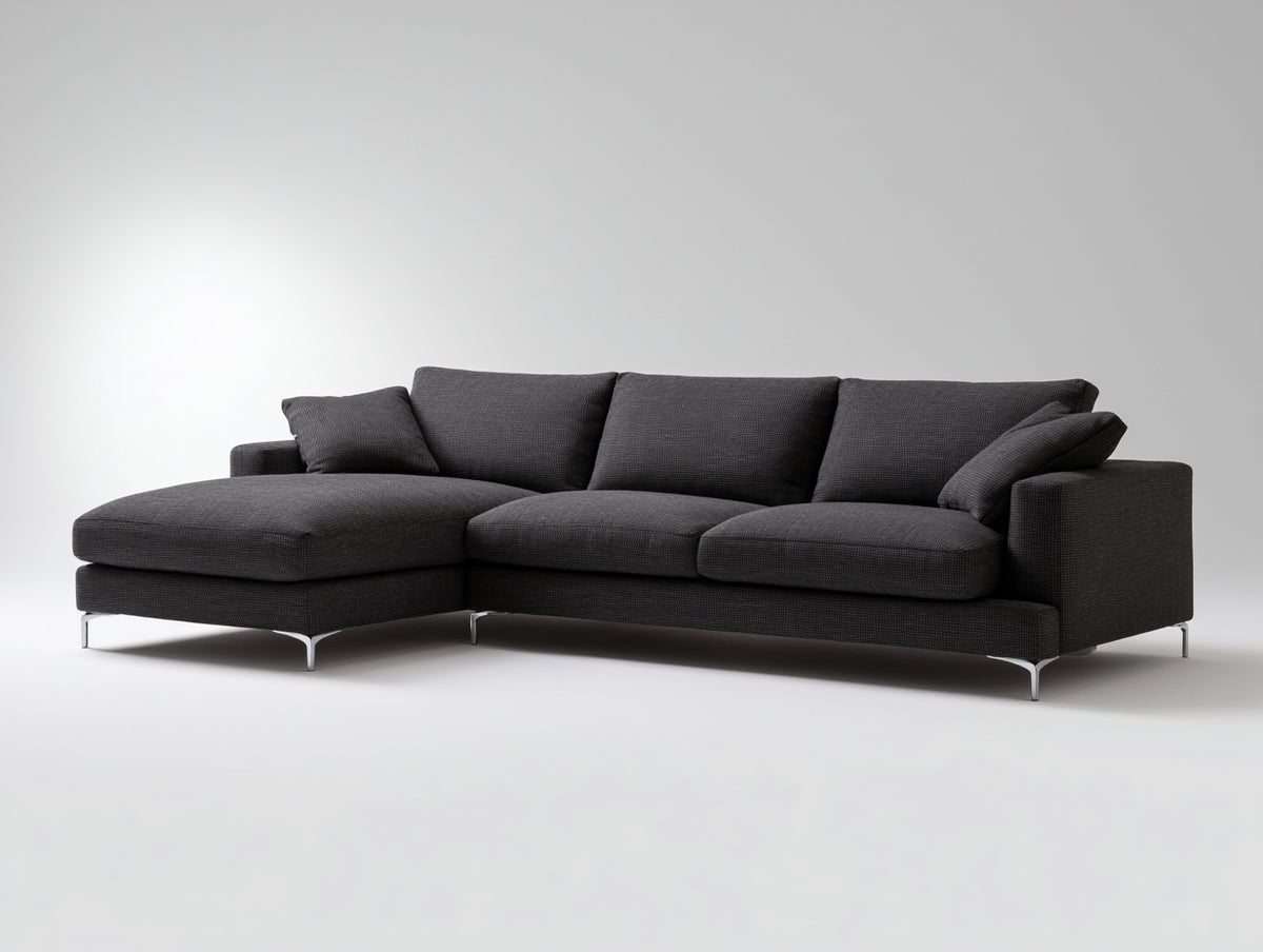 Divano angolare - Tessuto - 292 x 176 x 83 cm - Grigio antracite - Stile contemporaneo