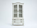 Librerie-Legno-Vetro-106x45x197 cm-Bianco crema anticato-Stile francese vintage