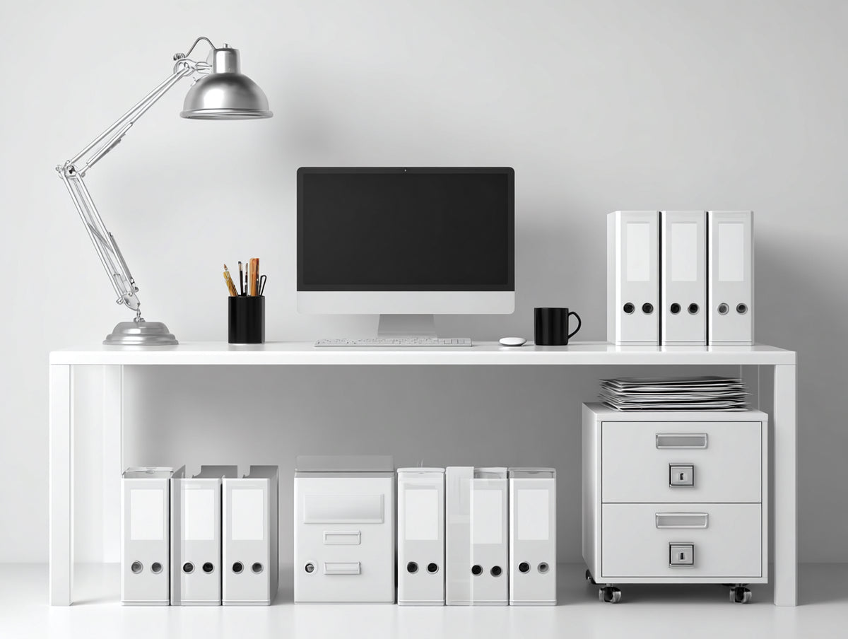 Scrivania - pannello - metallo - 160x65x75 cm - bianco - stile minimalista