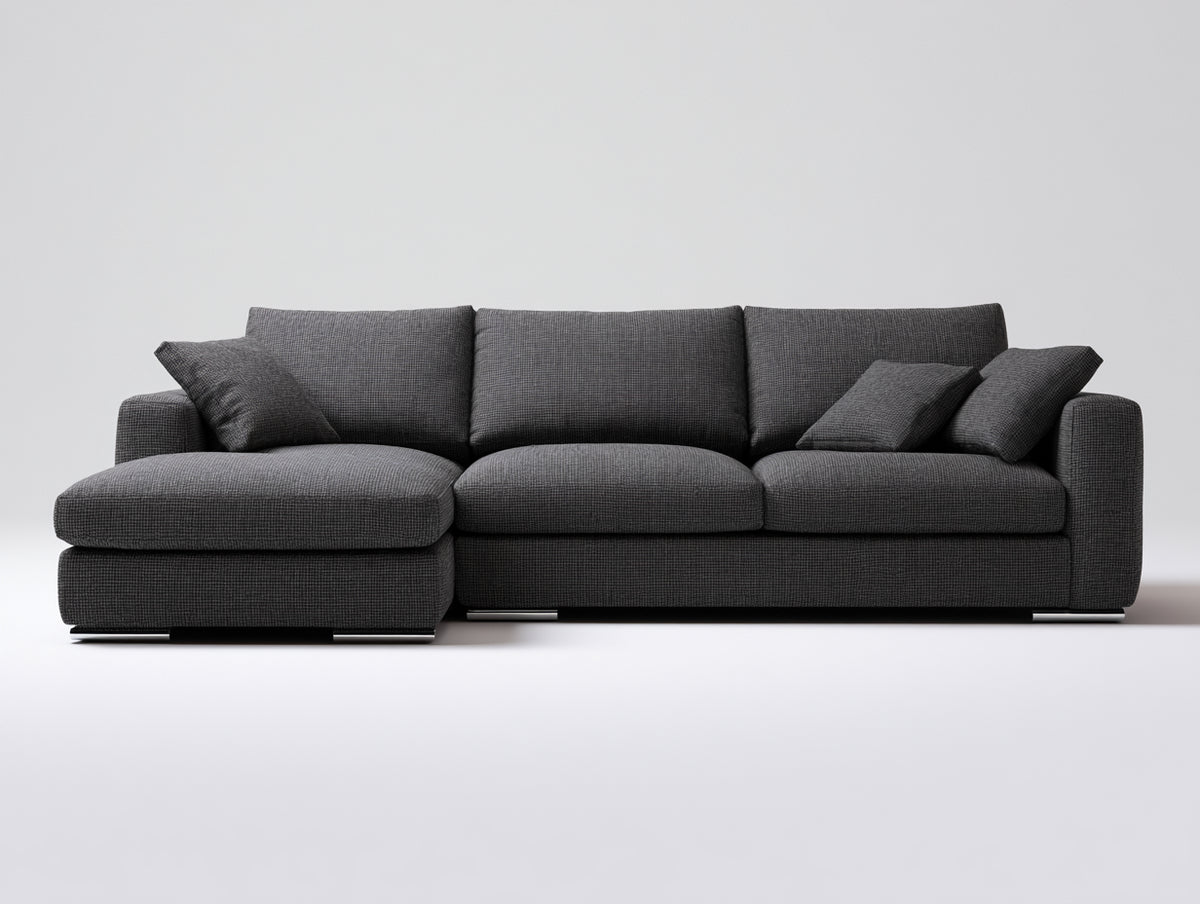Divano angolare - Tessuto - 288 x 172 x 82 cm - Grigio antracite - Stile moderno