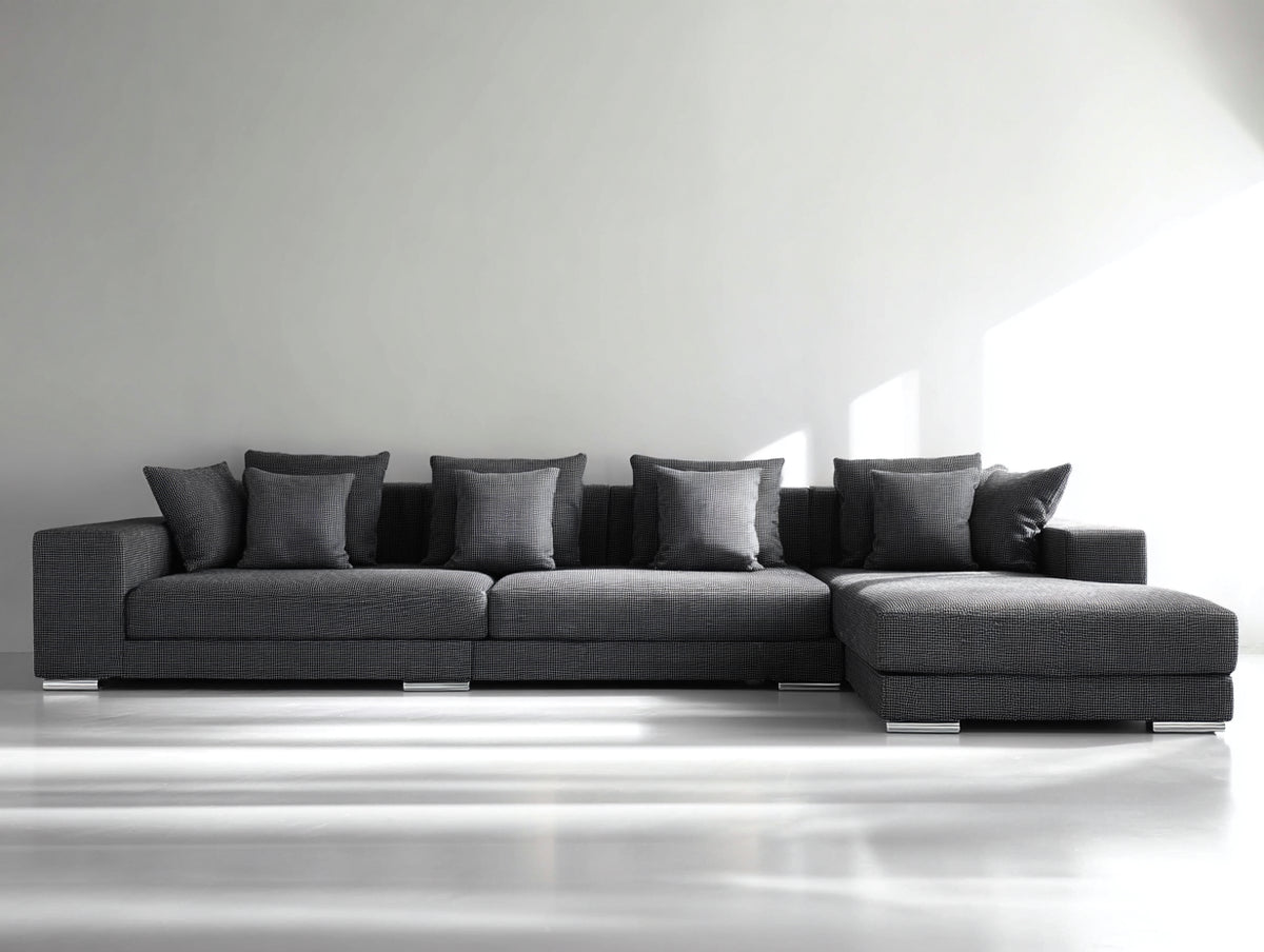 Divano angolare - Tessuto - 320 x 175 x 80 cm - Antracite - Moderno