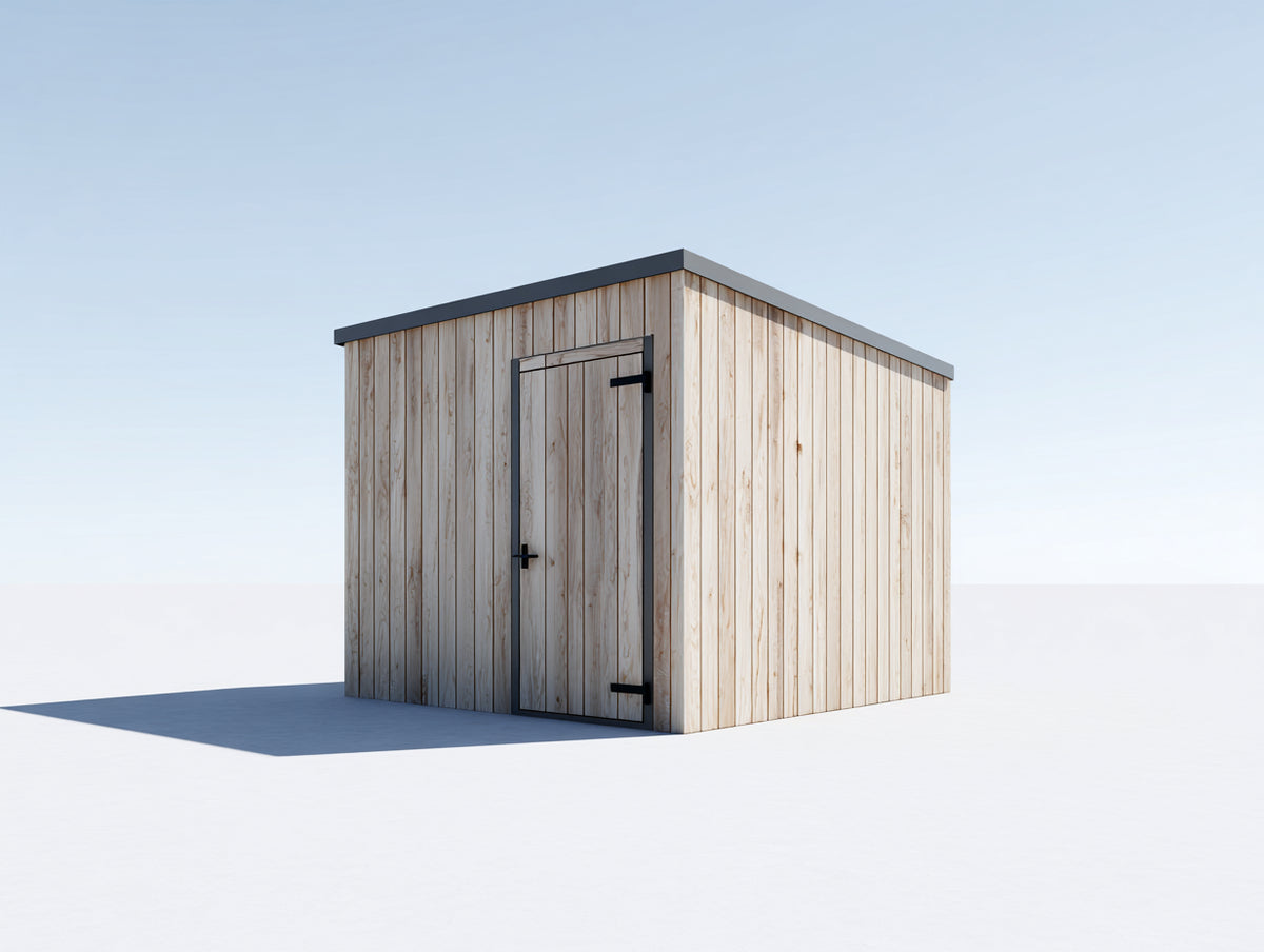 Casetta da giardino - Legno-Metallo - 180x150x210 cm - Legno naturale-Grigio antracite - Stile minimalista