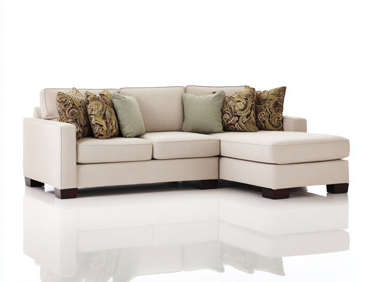 Divano angolare - Tessuto - 240 x 155 x 86 cm - Beige - Moderno