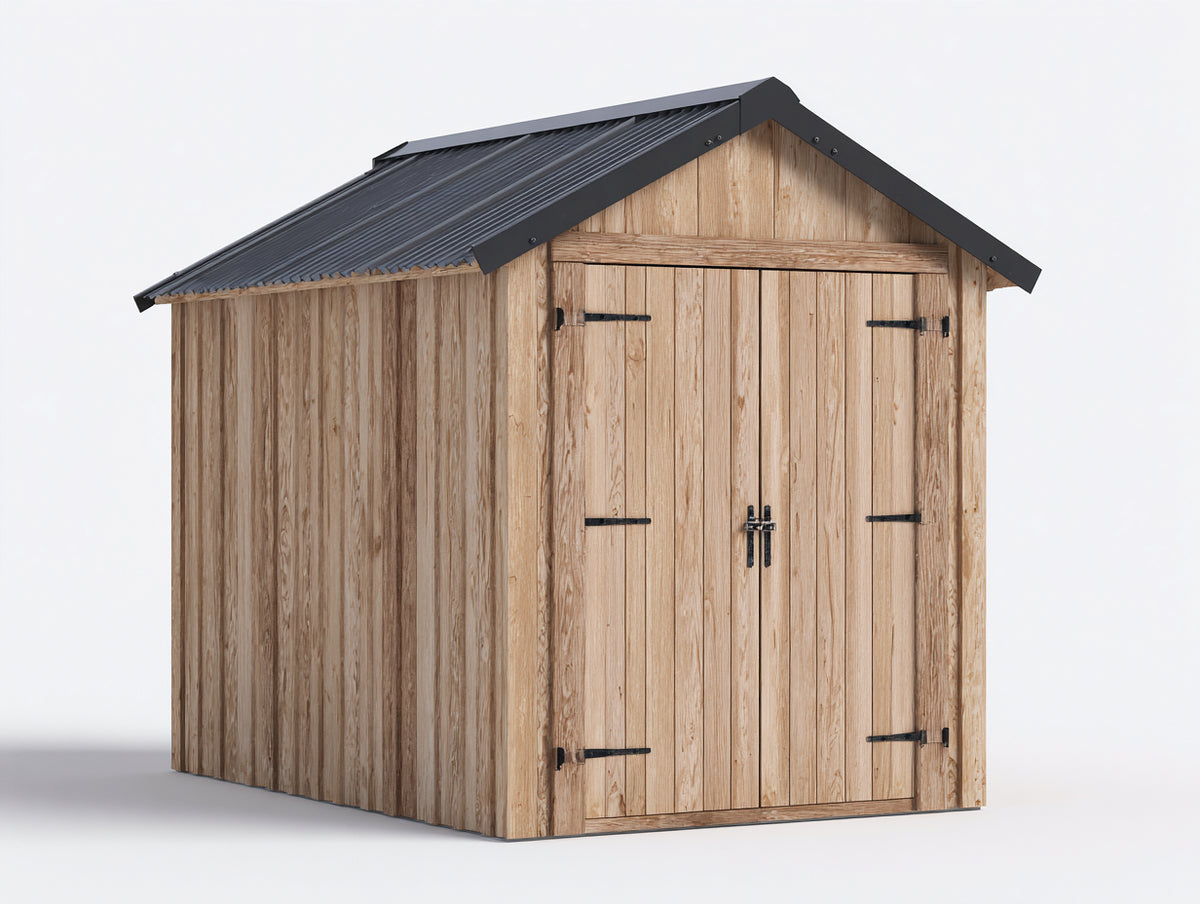 Casetta da giardino - Legno-Metallo - 190x140x225 cm - Marrone chiaro-Grigio antracite - Stile classico