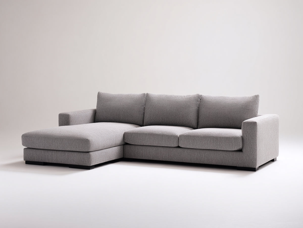 Divano angolare - Tessuto - 280 x 168 x 82 cm - Grigio chiaro - Stile moderno