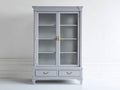 Librerie-Legno-Vetro-110x46x195 cm-Grigio chiaro-Stile classico