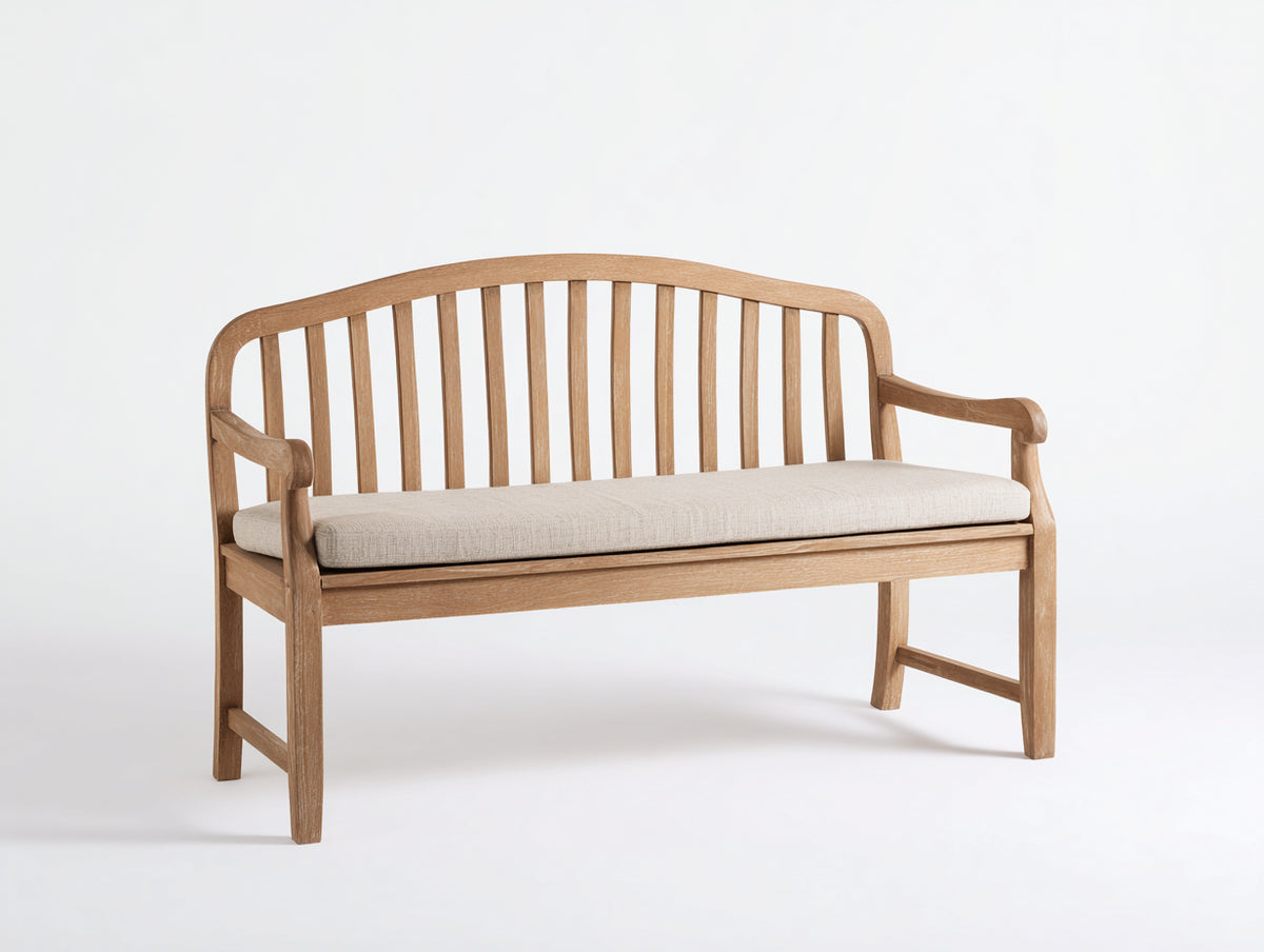 Panche da giardino-Legno-Tessuto-145x62x88 cm-Marrone chiaro-Beige-Stile classico con schienale arcuato