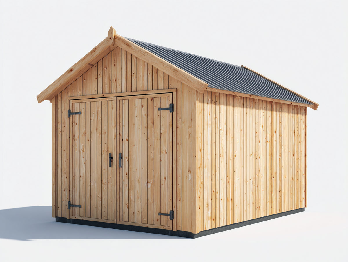 Casetta da giardino - Legno-Metallo - 230x180x235 cm - Marrone naturale-Grigio antracite - Stile rustico