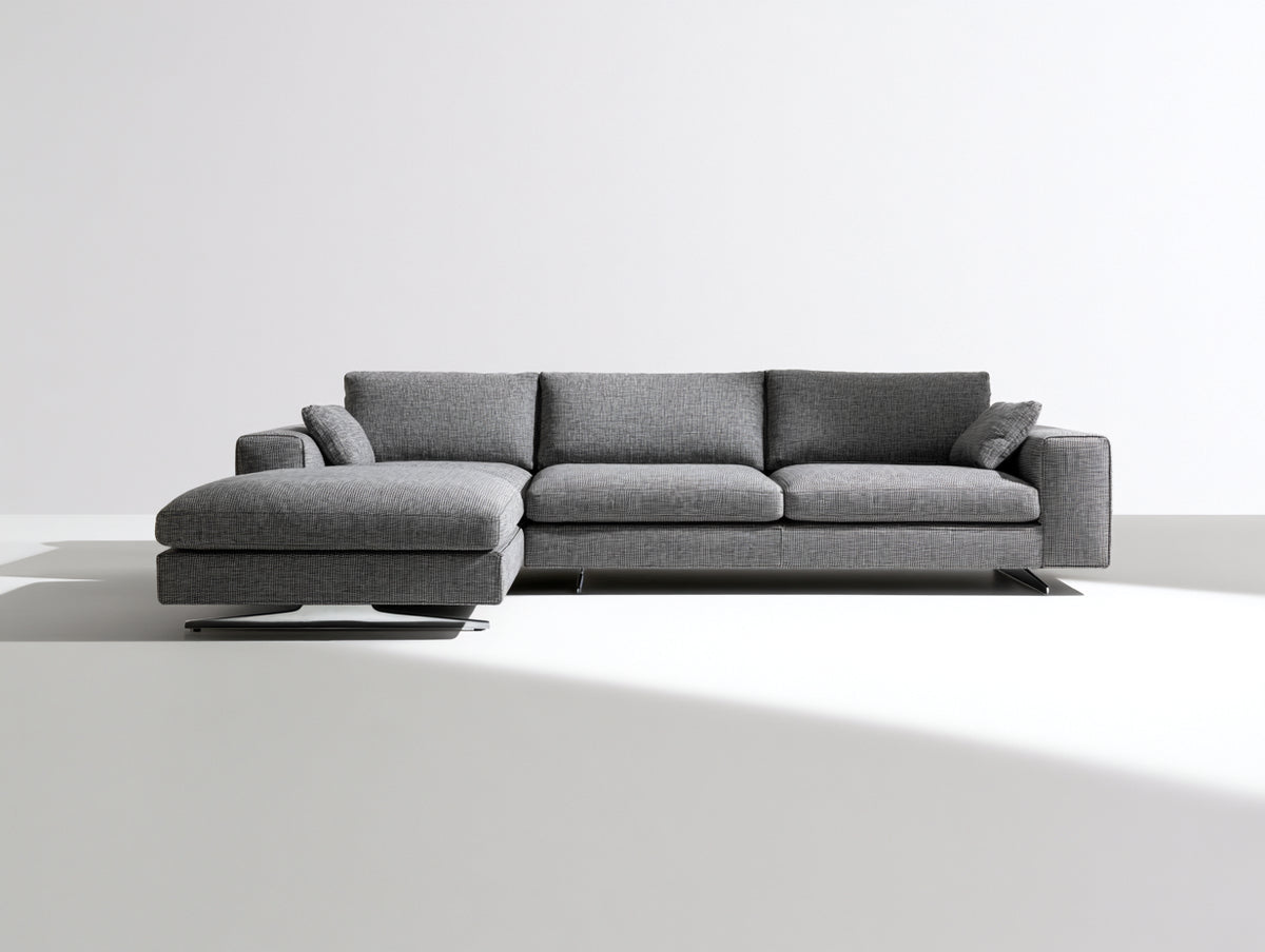 Divano angolare - Tessuto - 290 x 170 x 82 cm - Grigio - Moderno