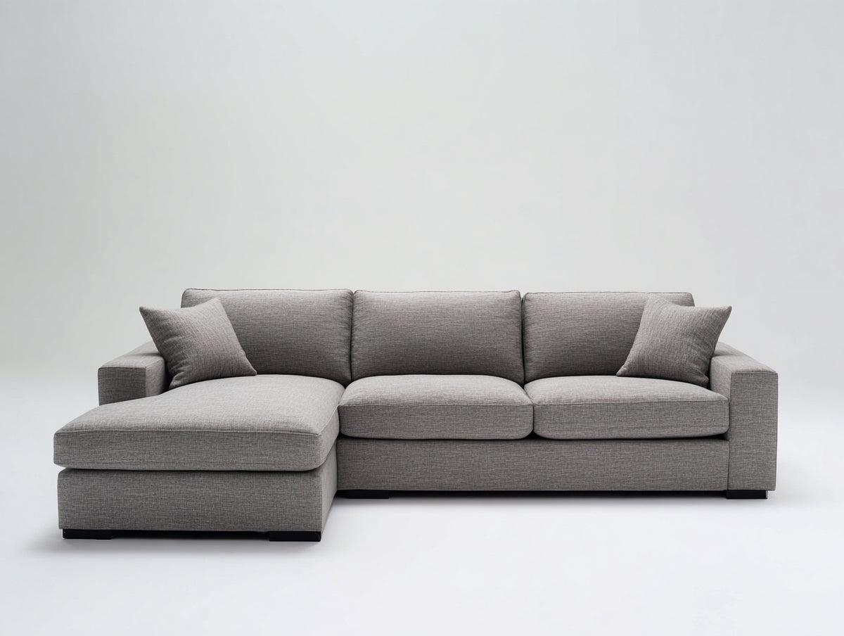 Divano angolare - Tessuto - 284 x 170 x 84 cm - Grigio tortora - Stile contemporaneo