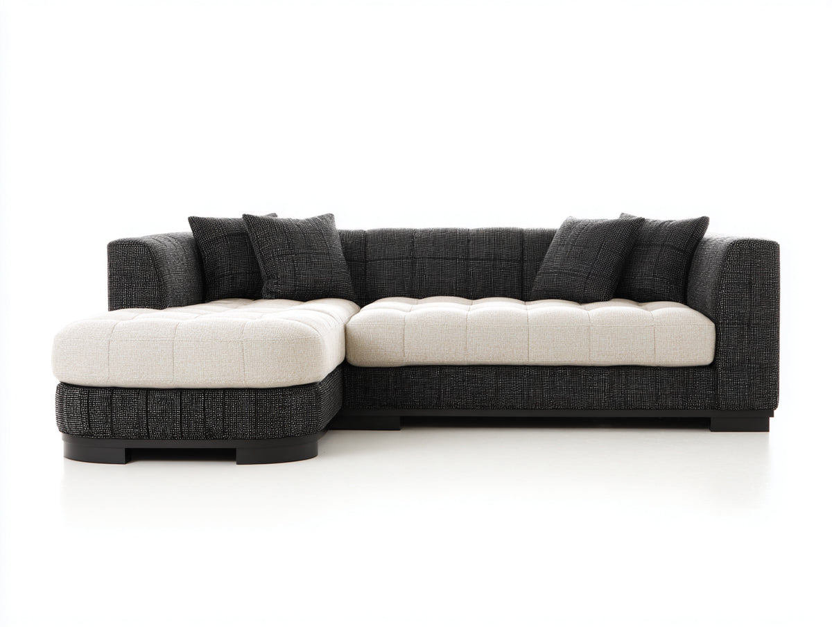 Divano angolare - Tessuto - 285 x 175 x 78 cm - Antracite-Crema - Stile moderno