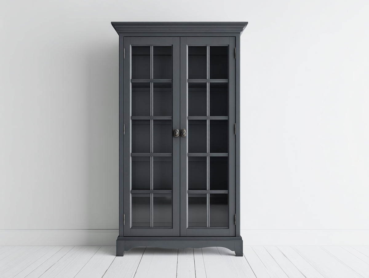 Librerie-Legno-Vetro-96x41x188 cm-Grigio grafite-Stile classico