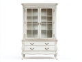 Librerie-Legno-Vetro-120x48x195 cm-Bianco anticato-Stile francese