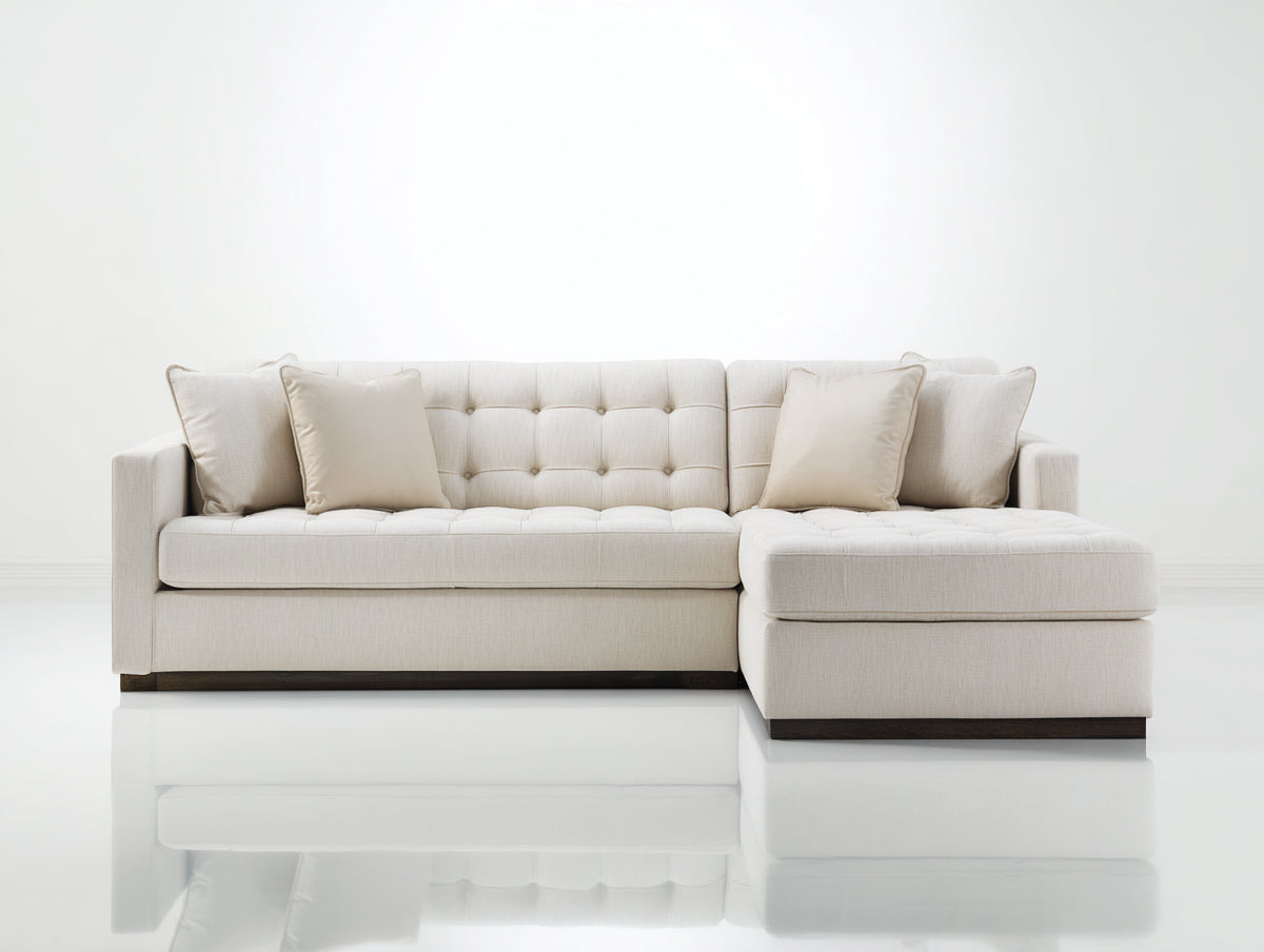 Divano angolare - Tessuto - 272 x 166 x 83 cm - Crema-Marrone scuro - Stile contemporaneo