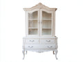 Librerie-Legno-Vetro-110x48x200 cm-Bianco crema-Stile barocco francese