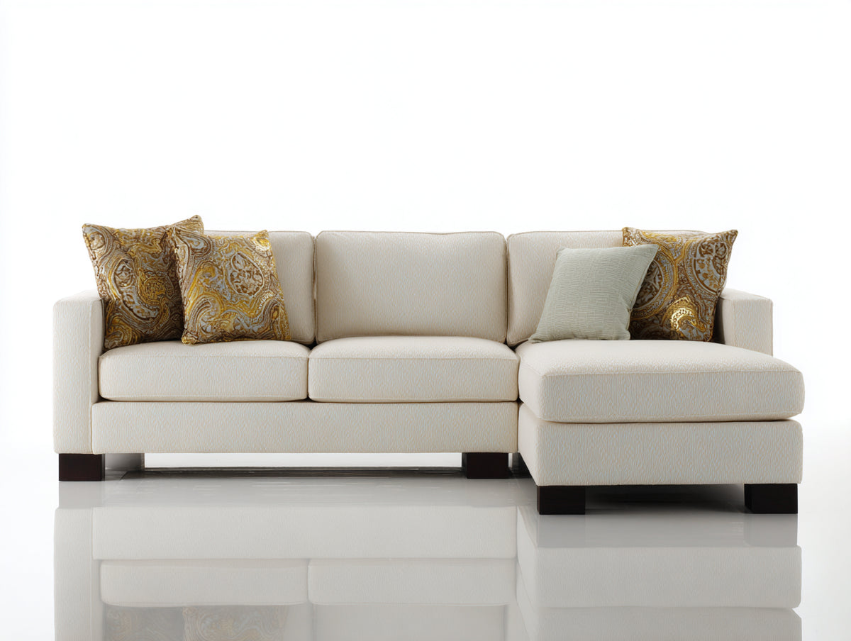 Divano angolare - Tessuto - 235 x 155 x 85 cm - Avorio - Moderno