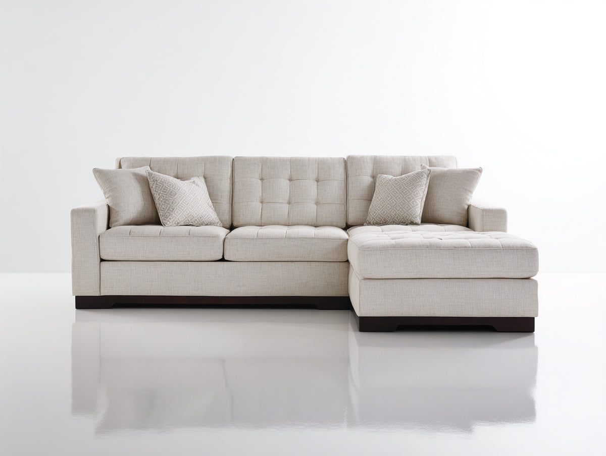 Divano angolare - Tessuto - 268 x 164 x 84 cm - Beige chiaro-Marrone scuro - Stile contemporaneo