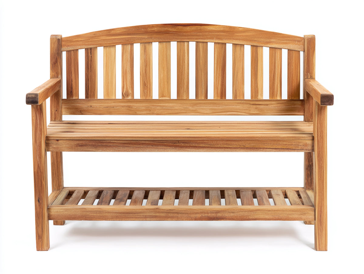 Panche da giardino-Legno-130x60x90 cm-Marrone naturale-Stile rustico con ripiano inferiore