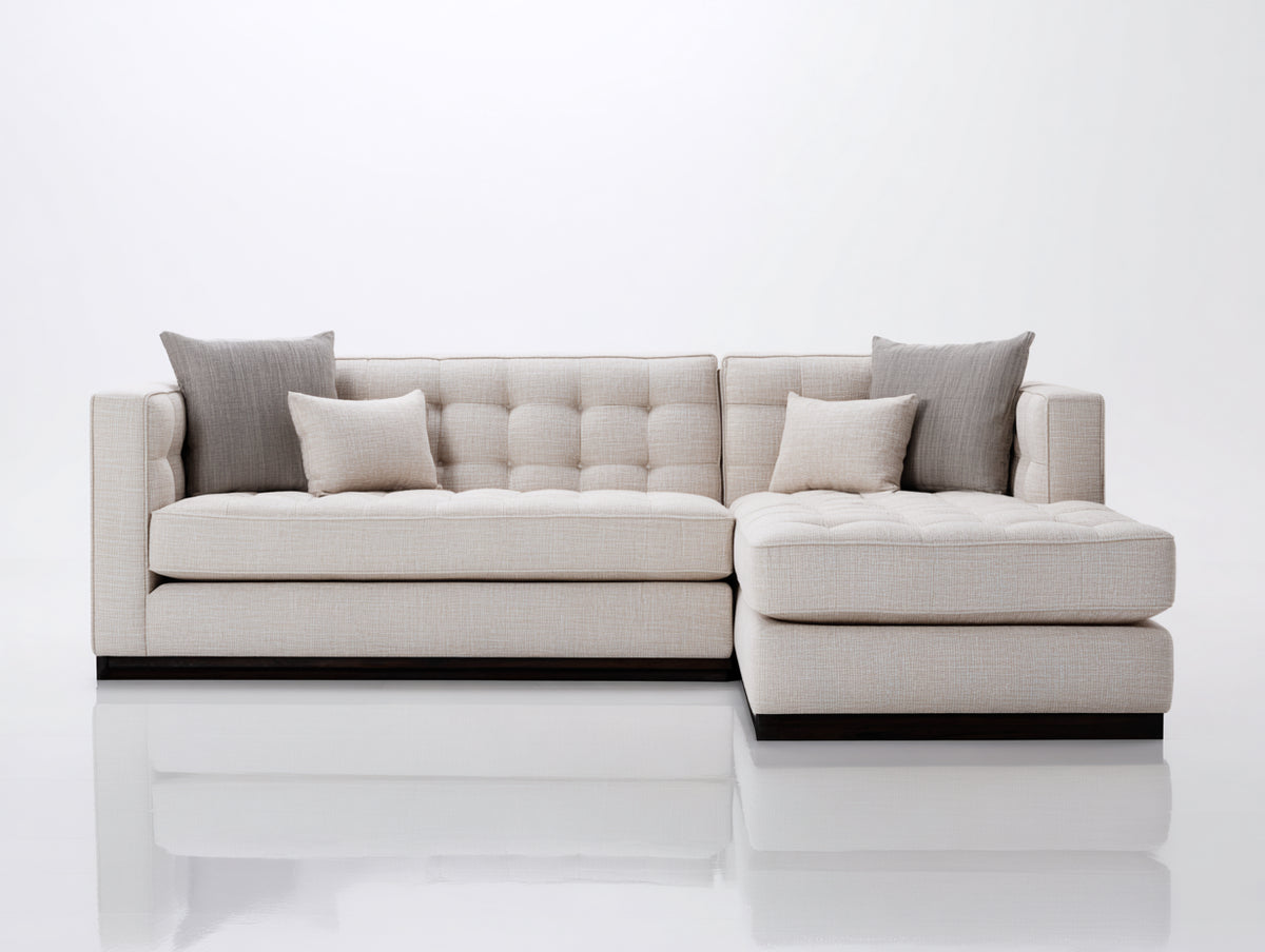 Divano angolare - Tessuto - 270 x 165 x 84 cm - Beige chiaro-Nero - Stile moderno