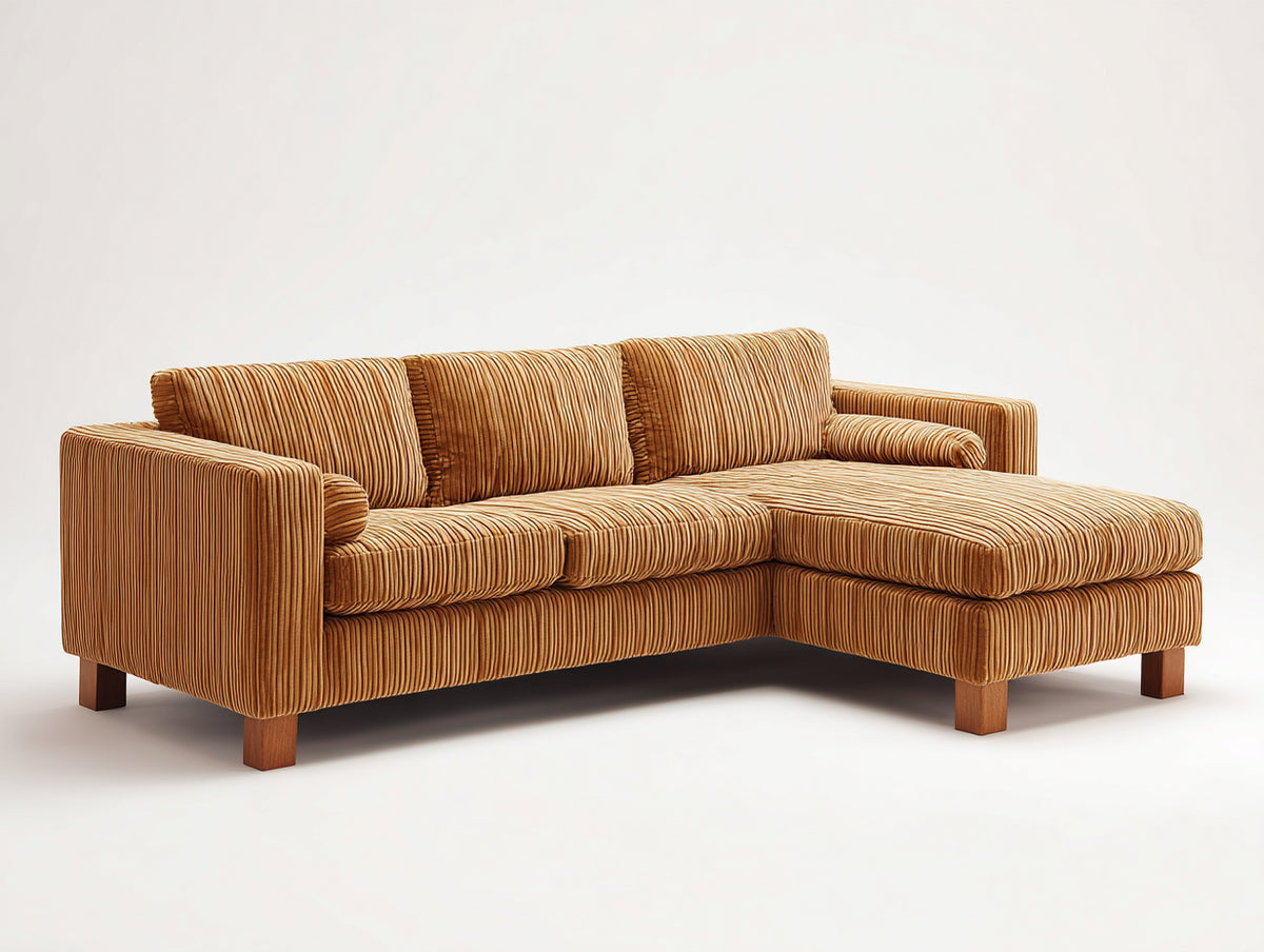 Divano angolare - Tessuto - 274 x 168 x 85 cm - Ocra - Stile contemporaneo