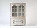 Librerie-Legno-Vetro-120x45x190 cm-Bianco anticato-Stile provenzale