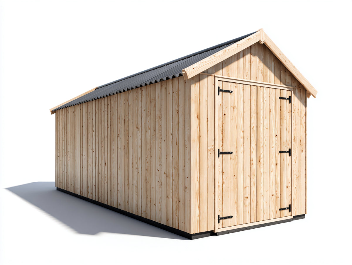 Casetta da giardino - Legno-Metallo - 240x150x225 cm - Legno naturale-Grigio antracite - Stile tradizionale