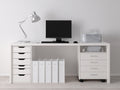 Scrivania - pannello - 150x60x75 cm - bianco - stile contemporaneo